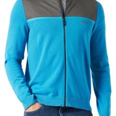 BOSS Zowan Men's Cardigan Sweater, Open Blue, Size L