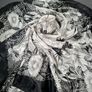 100% Pure Silk Scarf XL 108x108cm Black White Floral Print Vintage Style Square Shawl Wrap Image 4