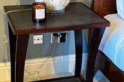 Pair of Dark Wood Bedside Lockers / Tables
