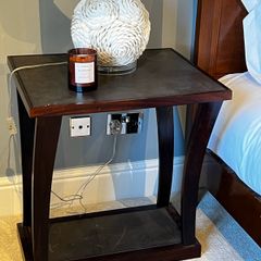 Pair of Dark Wood Bedside Lockers / Tables