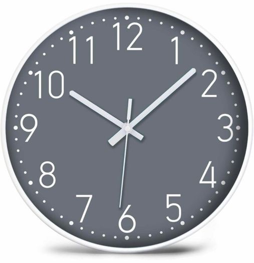 Wall Clock Silent, Non Ticking Modern Quartz 12"- Battery Operated Digital