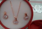 18K Rose Gold Plated Crystal Pendant & Earrings Set