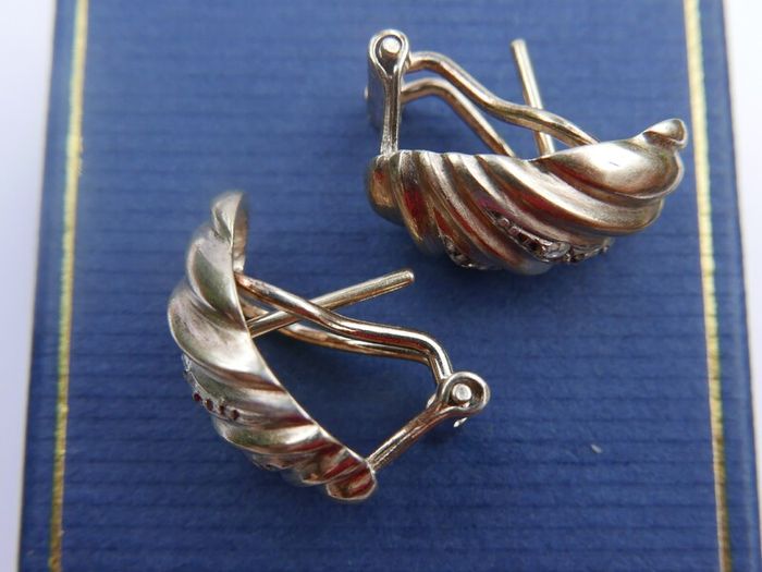 Vintage Sterling Silver  Earrings 1980s Gold Plated Shell Design 4,70g