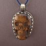 ress Vintage Tiger Eye Carved Stone Skull Shape Vintage Brass Desgin Pendant Image 6
