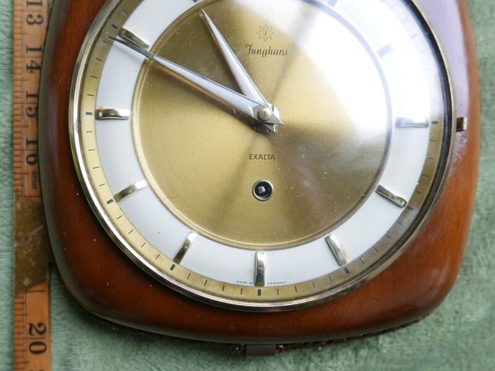 Vintage Junghans Exacta Wall Clock Mid Century Wood Frame Rope Trim Mcm (works Well)