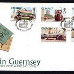 1992 Guernsey Trams in Guernsey Commemorative Stamps Official First Day Cover (FDC)