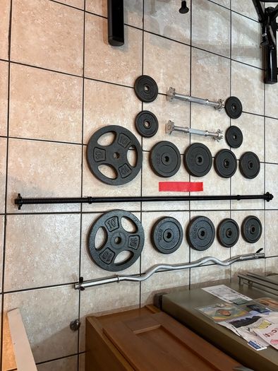 Gym Weightlifting Bundle, Great Value! Metal Weights, Squat Rack, Weight Bench, Bars, Mats + More!