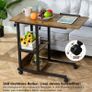 Laptop Table with Storage Side Table C-Shape with Wheels, Adjustable Table Top Image 3