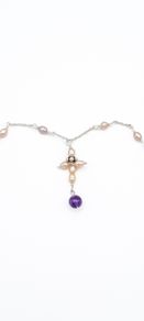 Silver Cross Necklace With Amethyst And Freshwater Pearls
