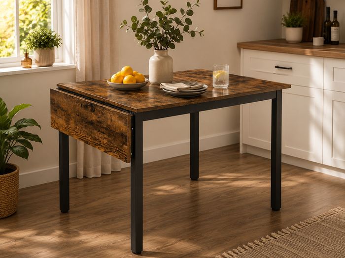 Folding Dining Table with Drop Leaf Sides