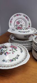 Vintage Porcelain Dinner Set For 6 Royal Tudor Ware Barker Bros England Ironstone