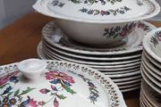 Vintage Porcelain Dinner Set For 6 Royal Tudor Ware Barker Bros England Ironstone