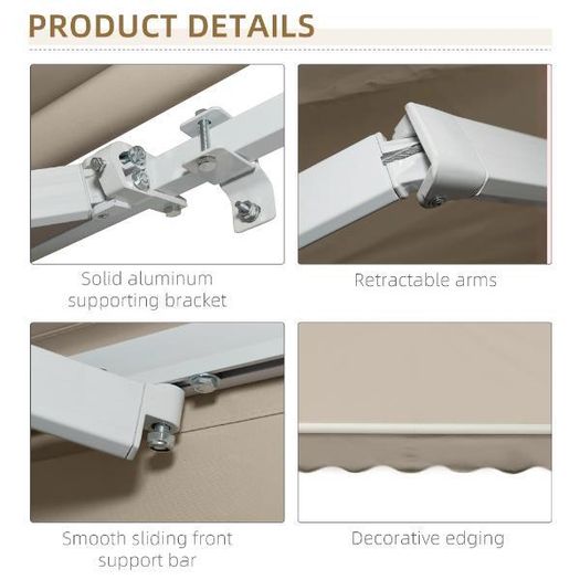 Manual Retractable Patio Awning 13' x 8'