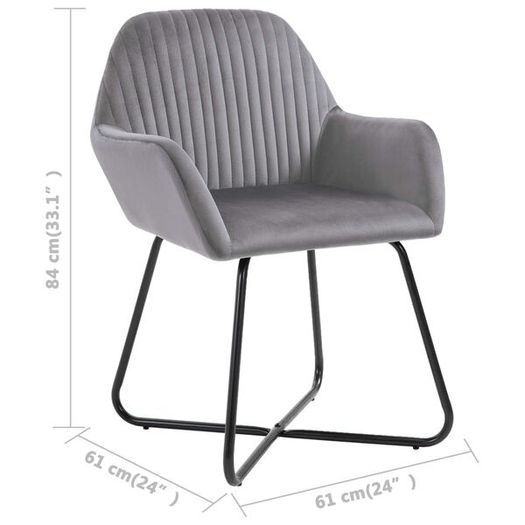 Dining Chairs 6 pcs Grey Velvet