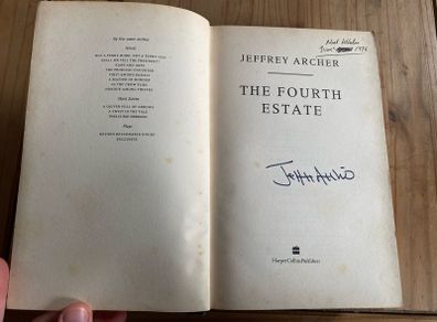 Jeffrey Archer SIGNED The Fourth Estate Autograph