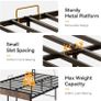 Double Bed Frame with Charging Station(2AC, 2USB) and LED, 135x190 Open Storage Shelves, Wooden Headboard, Metal Small Double Bed Frame with Underbed Storage, Strong Metal Slat Support Image 4