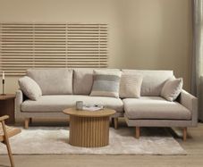 Sofa / Couch chaise longue right, colour sand