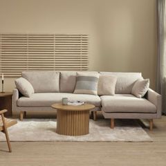 Sofa / Couch chaise longue right, colour sand