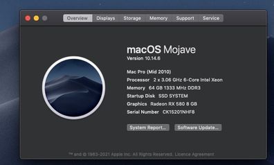 High Spec Mid-2010 Mac Pro 2 X 3.06 Ghz 6 Core, Nvme Ssd 512gb, 64 Gb Ram, Radeon Gpu 8 Gb