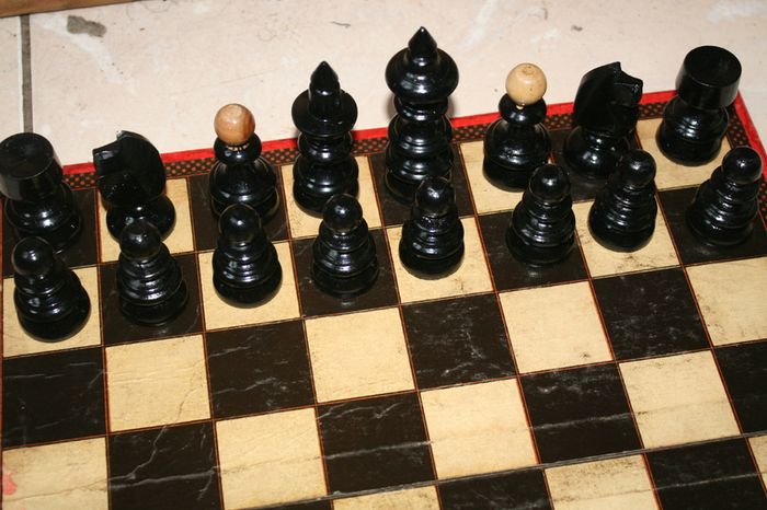 Vintage Chess Set Old Wooden Large Chess  Antique Chess 14"