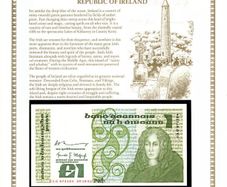 Ireland Banknote 1 Pound 1981 P-70b Unc W/fdi Un Flag Stamp Clg