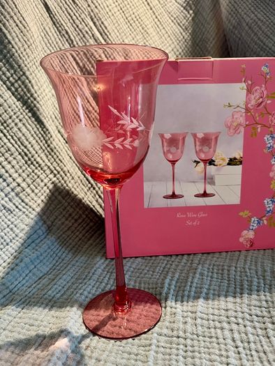Pink Wine Glasses Pair - Rosa Belle