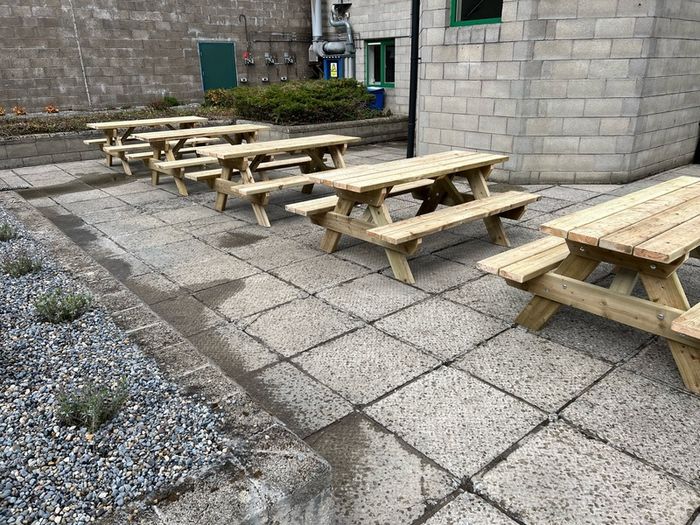 picnic benches