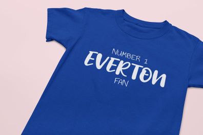 Unofficial Everton FC adults and kids t-shirt. Number 1 Football Fan! Number 1 Everton Fan kids top