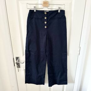 Whistles High Rise Wide Leg Cropped Trousers UK8