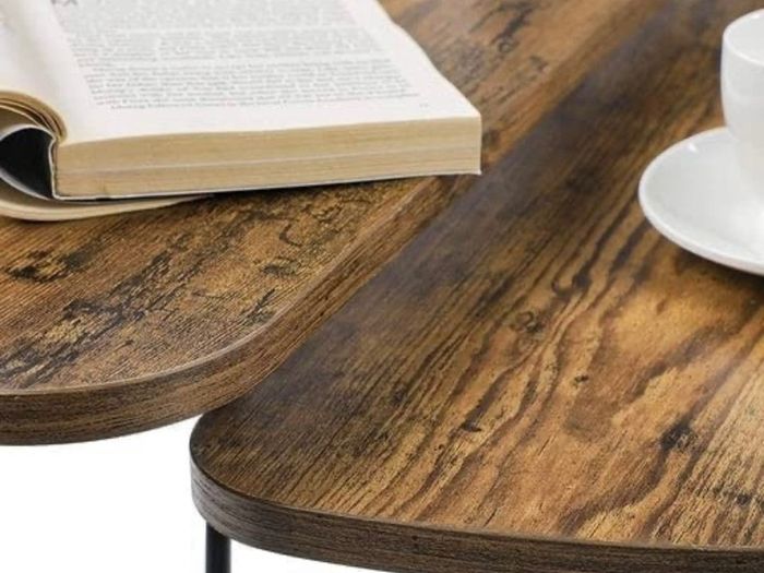 Set of 2 Side Tables, Nesting Tables, End Tables, for Living Room, Dining Room, Bedroom, Industrial Style, Rustic Brown and Black (FREE POSTAGE)