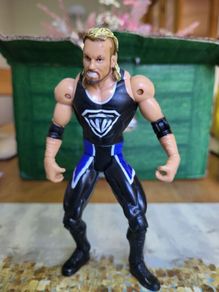 Christian wrestling action figure black and blue gear loose