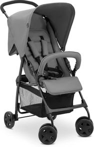 Grey - Super Lightweight Travel Pushchair with Raincover (only 5.9 kg) Compact & Foldable, Fully Reclining, XL Storage Basket, from Birth up to 15 kg