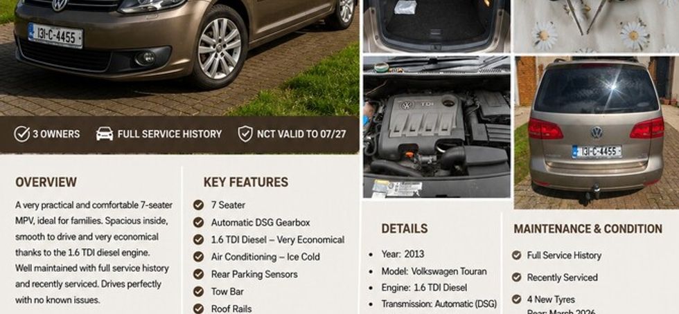 2013 Volkswagen Touran 7 seater