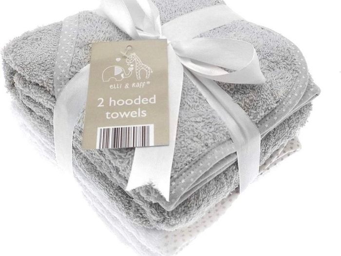 2 Soft White Elli and Raff Baby Hooded Bath Time Towel 100% cotton Baby Gift MULTIPLE COLOURS AVAILABLE (FREE POSTAGE)