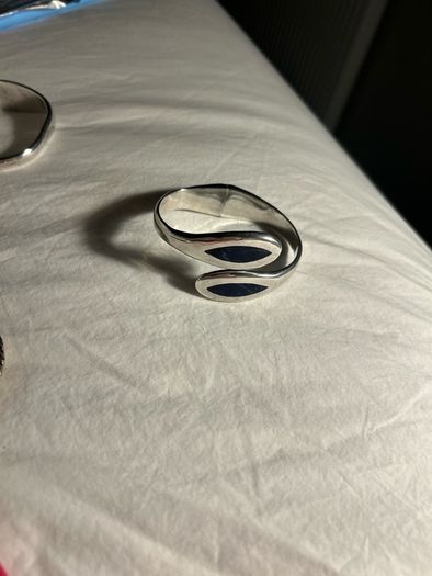 Vintage Solid Silver Mexican Taxco Bracelet Sodalite Stones