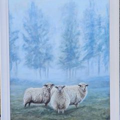 oil painting - Sheep in the Mist