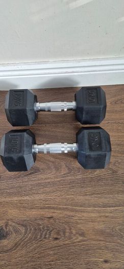 2 sets of used hexagonal dumbbells