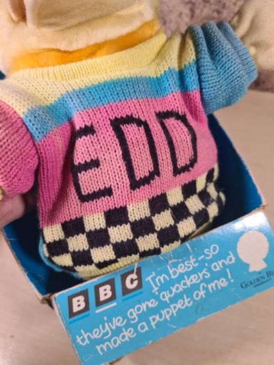 Vintage  Edd The Duck Hand Puppet Soft Toy From Bbc Tv 1990 Boxed
