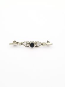 Whitby Jet Silver Brooch