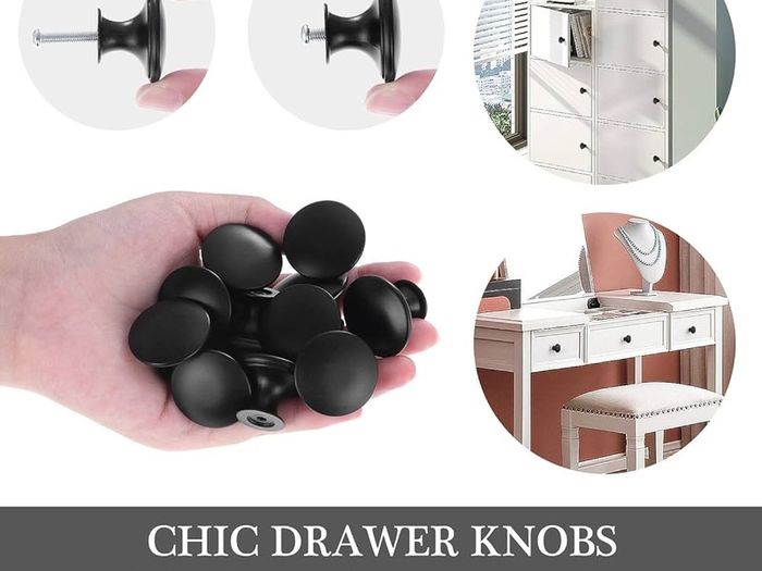 SALE | 24PCS Vintage Cabinet Knobs, Chic Drawer Knobs, Antique Kitchen Cupboard Handles, 30mm Round Furniture Door Knobs, Black