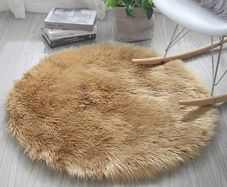 MULTIPLE SIZES AVAILABLE Round Shaggy Rugs Fluffy Fur Area Rug Round Carpet Bedroom Living Room Floor Mat, Camel/Diam 20 inch