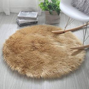 MULTIPLE SIZES AVAILABLE Round Shaggy Rugs Fluffy Fur Area Rug Round Carpet Bedroom Living Room Floor Mat, Camel/Diam 20 inch