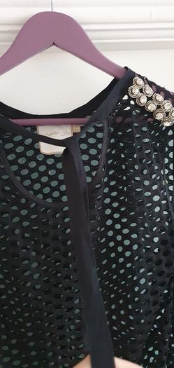 fumblin' foe black mesh dress with embellished shoulder detail Sz M (Fit 8 - 12 UK) - Rrp 149