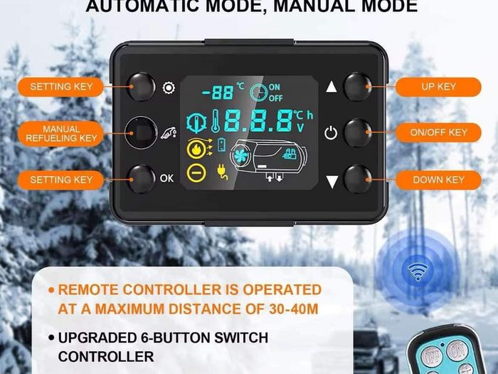 Heater 140+30 power supply  12v Portable All In One  Diesel Air Heater with LCD Monitor Car parking Air Heater for Campervan Tent Trucks