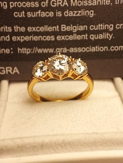 Bargain 18kt Vermeil Hard Gold Plated Sterling Silver Moissanite Trinity Ring