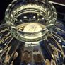 Vintage 1960s Cut Glass Hurricane Parlor Lamp Gold Brass Boudoir Accent Light Postage Available or Collection Image 4