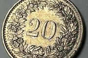 Old Swiss Coin, 20 rappen 1970 Switzerland
