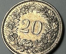 Old Swiss Coin, 20 rappen 1970 Switzerland