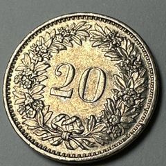 Old Swiss Coin, 20 rappen 1970 Switzerland