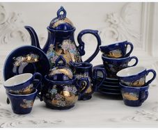 Vintage Japanese 1960s Porcelain Blue Tea/Coffee Set